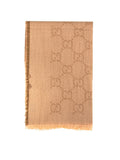Gucci GG Jacquard Wool Silk Scarf – Camel