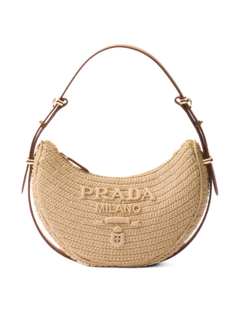Prada Crochet Raffia Shoulder Bag – Natural