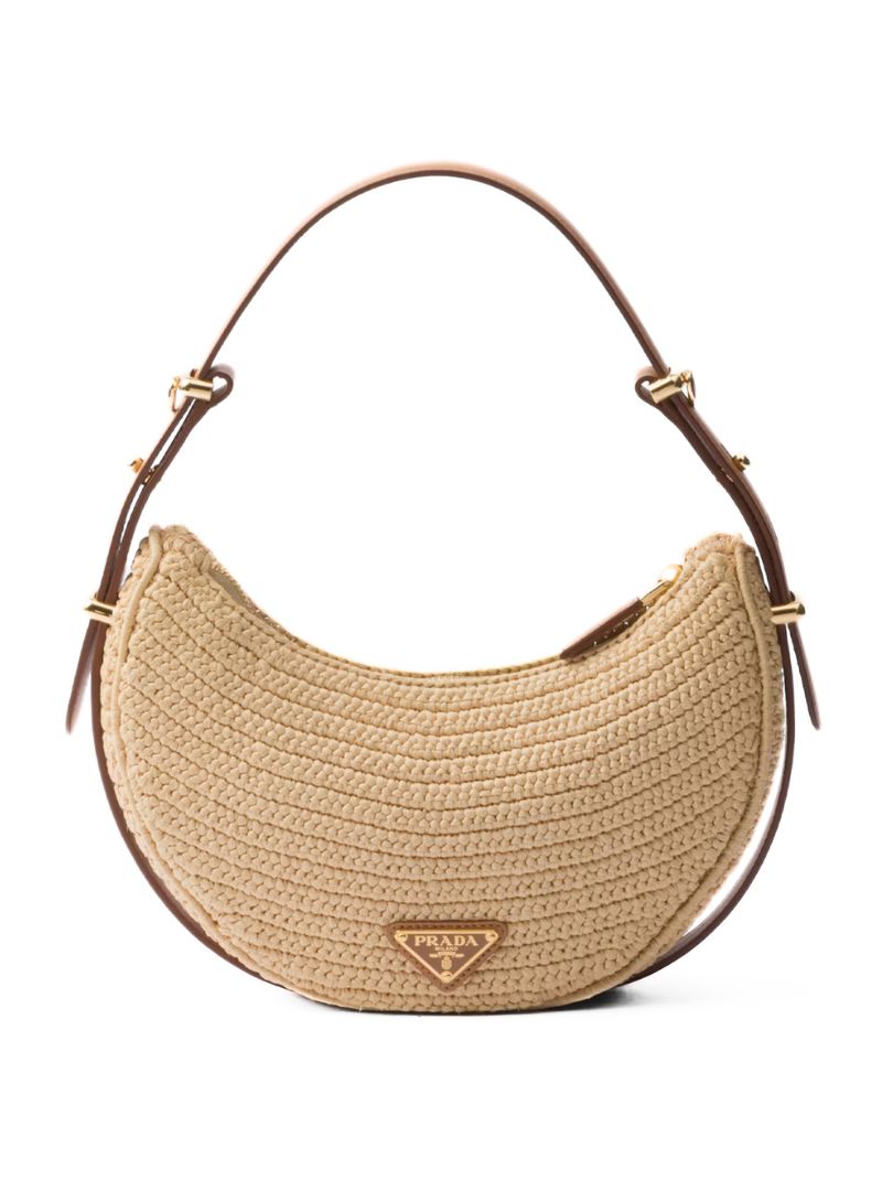 Prada Crochet Raffia Shoulder Bag – Natural