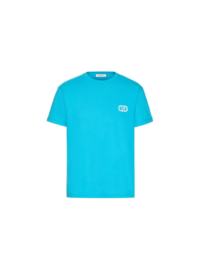 Valentino Garavani VLogo Signature Cotton T-Shirt – Turquoise